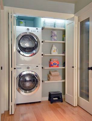 Photo of laundry in country house in contemporary style.