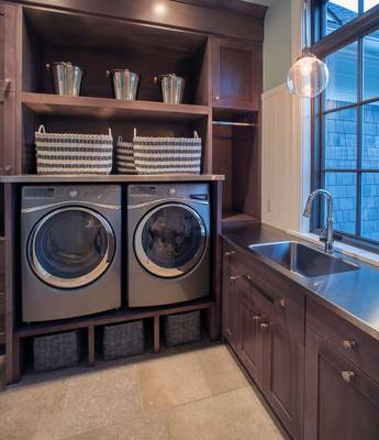 Interior design of laundry in country house.