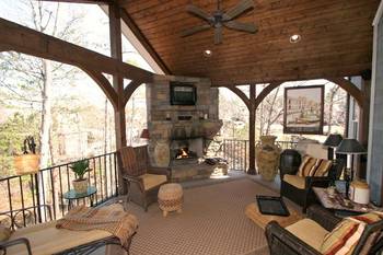 Veranda in country house in Chalet style.