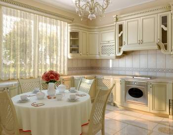 Interior design of kitchen in house in renaissance style.