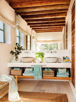 Bathroom example in house in Mediterranean style.