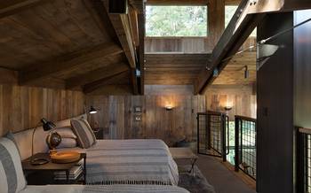 Bedroom in private house in loft style.