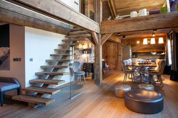 Photo of stairs in private house in Chalet style.