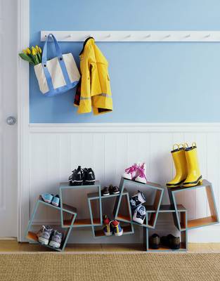 Interior design of hallway in country house.