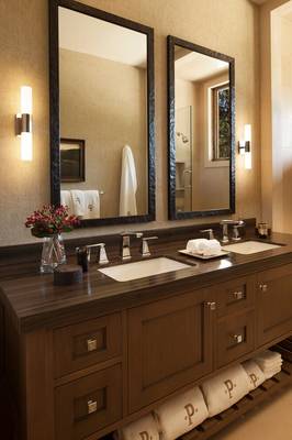 Photo of bathroom in private house in Art Deco style.