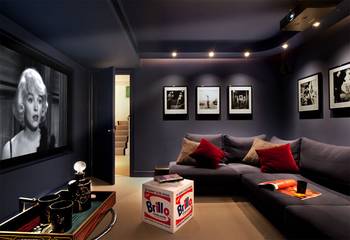 Design of theater in private house in contemporary style.