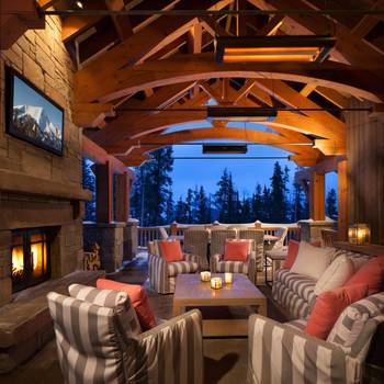 Terrace interior in cottage in Chalet style.