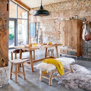 Photo of dining room in house in loft style.