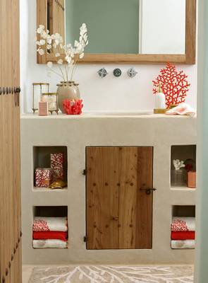 Photo of bathroom in house in Mediterranean style.