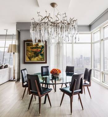 Dining room design in private house in empire style.