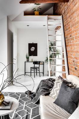 Interior of home office in cottage in loft style.