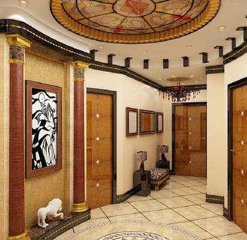 Hallway design in cottage in Art Nouveau style.