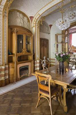 Dining room design in house in Art Nouveau style.