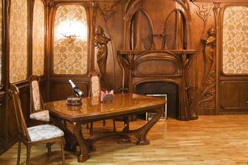 Beautiful example of home office in house in Art Nouveau style.