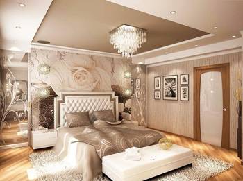 Beautiful design of bedroom in house in Art Nouveau style.