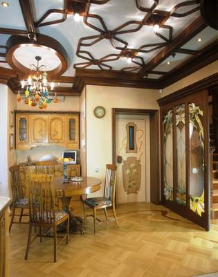 Option of dining room in cottage in Art Nouveau style.