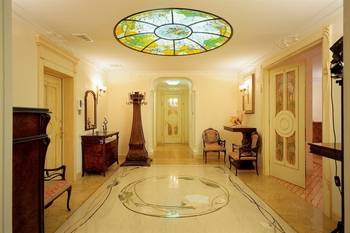 Interior of hallway in cottage in Art Nouveau style.