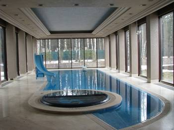Pool in private house in artistic style.