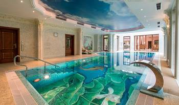 Pool in cottage in renaissance style.