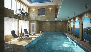 Pool design in private house in renaissance style.