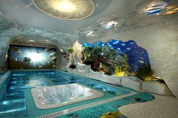 Pool design in house in artistic style.