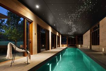 Pool interior in private house in contemporary style.