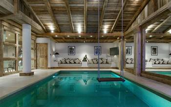 Pool interior in cottage in artistic style.