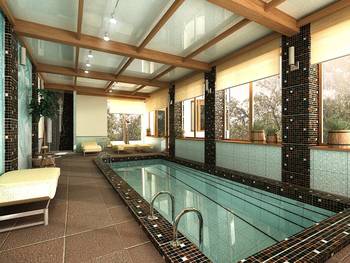 Pool example in private house in contemporary style.