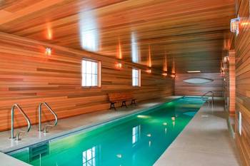 Photo of pool in country house in contemporary style.