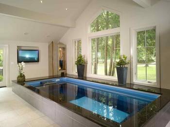 Photo of pool in private house in contemporary style.