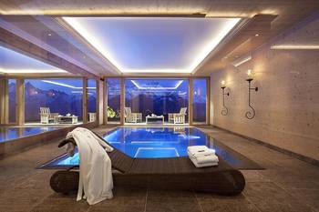Photo of pool in cottage in contemporary style.
