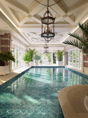 Interior of pool in loft style.