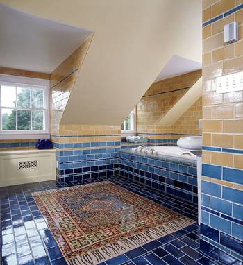 Photo of bathroom in house in ethnic style.