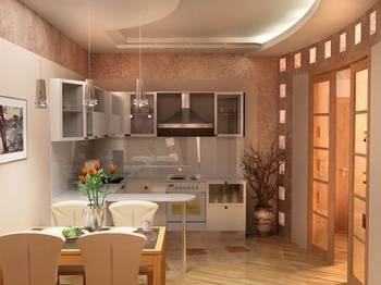 Option of kitchen in private house in renaissance style.