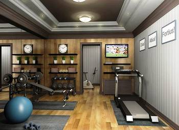 Interior of gym in private house.