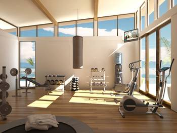 Gym design in cottage in contemporary style.