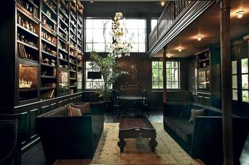 Library in country house.