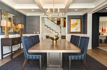 Dining room interior in private house in Art Deco style.