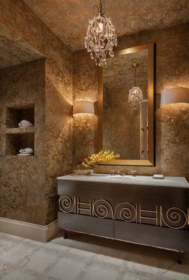 Beautiful design of bathroom in cottage in Art Deco style.