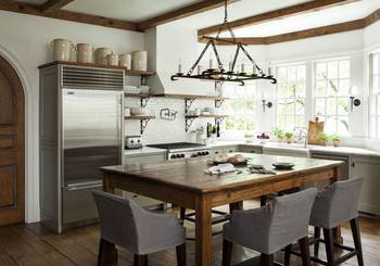 Design of kitchen in house in Chalet style.