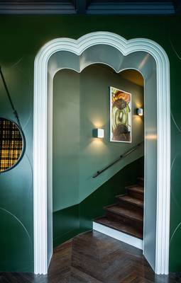 Stairs interior in private house in Art Nouveau style.