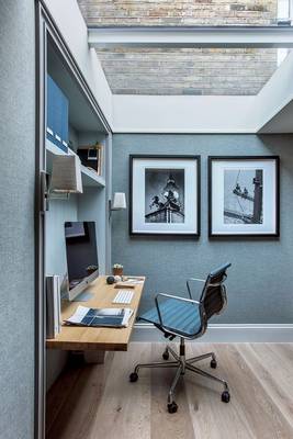 Design of home office in house in loft style.