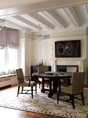 Interior design of dining room in private house in renaissance style.
