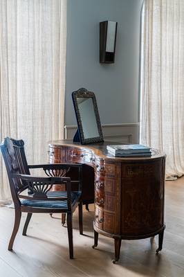 Home office interior in private house in colonial style.