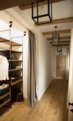 Beautiful example of wardrobe in cottage in scandinavian style.