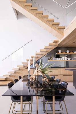 Beautiful design of stairs in house in contemporary style.