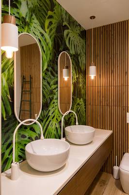 Interior of bathroom in private house.