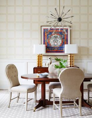 Beautiful interior of dining room in country house.