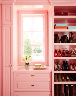 Interior of wardrobe in cottage in Craftsman style.