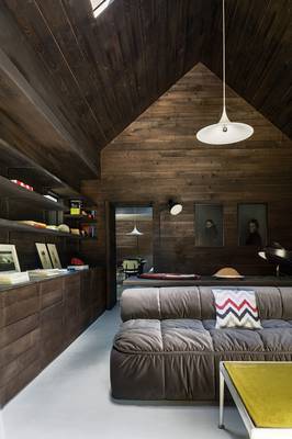 Photo of attic in country house in contemporary style.